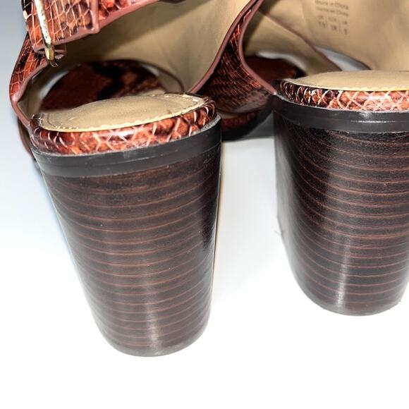 Aldo Sandals Women's 7.5 Cadrielia Block Heel Cross Strap Leather Snake Print - Picture 9 of 16